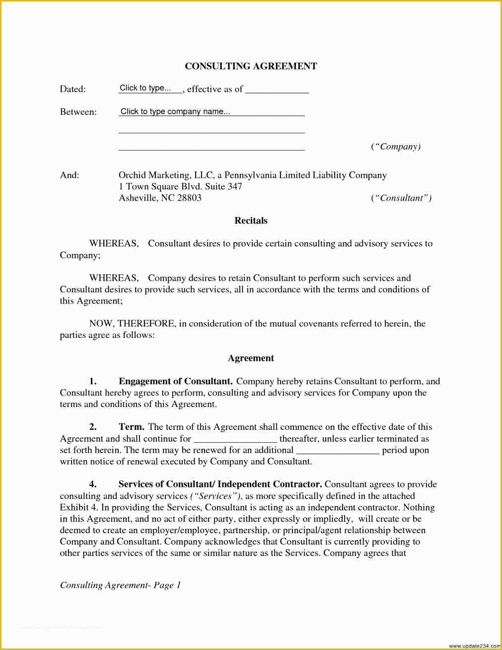Consulting Agreement Template Free Of Template Consultant Contract Template