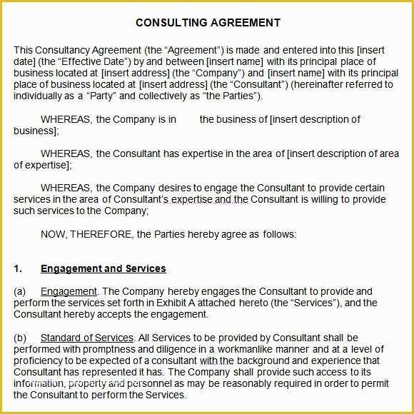 Consulting Contract Template Free Of 10 Sample Consulting Agreements