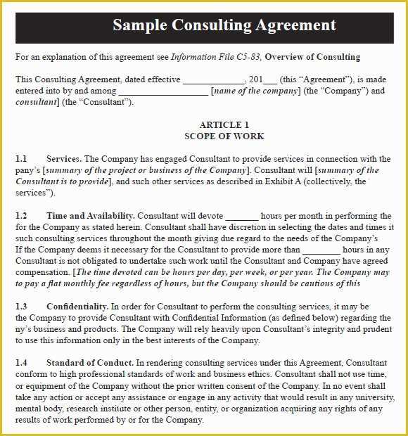 Consulting Contract Template Free Of 10 Sample Consulting Agreements