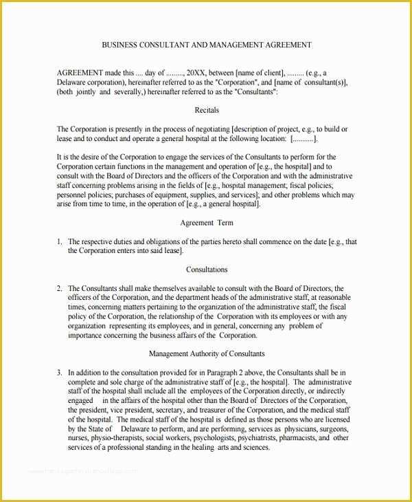 Consulting Contract Template Free Of 8 Business Consulting Agreement Templates