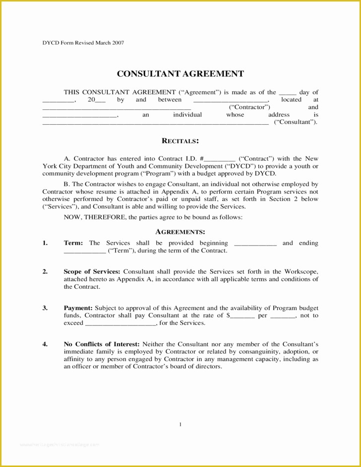 Consulting Contract Template Free Of Consultant Agreement New York City Free Download