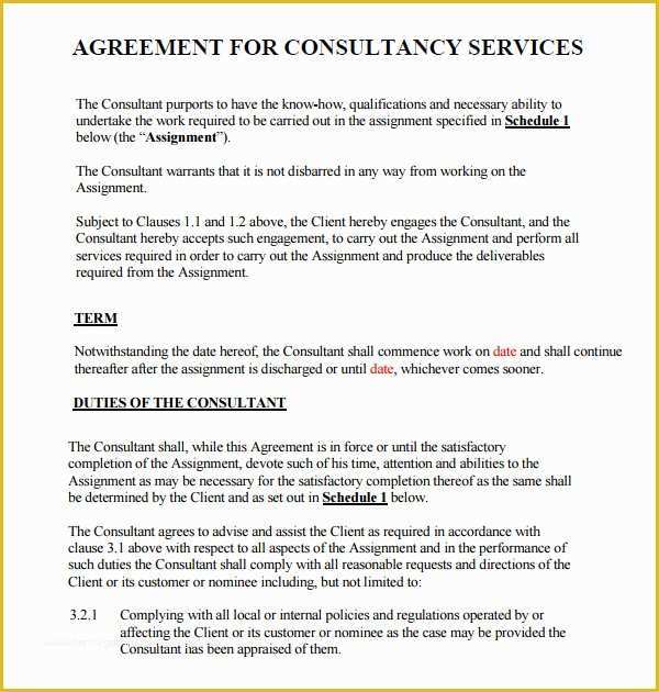 Consulting Contract Template Free Of Consulting Agreement 7 Free Pdf Doc Download