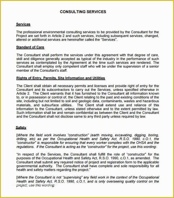 Consulting Contract Template Free Of Consulting Agreement 7 Free Pdf Doc Download