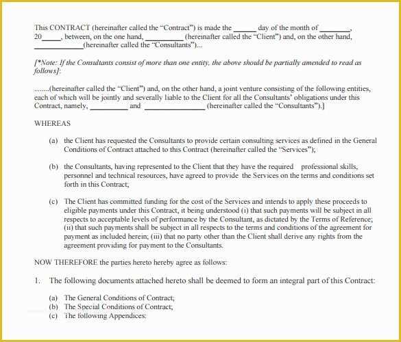 Consulting Contract Template Free Of Consulting Contract Template 12 Free Sample Example