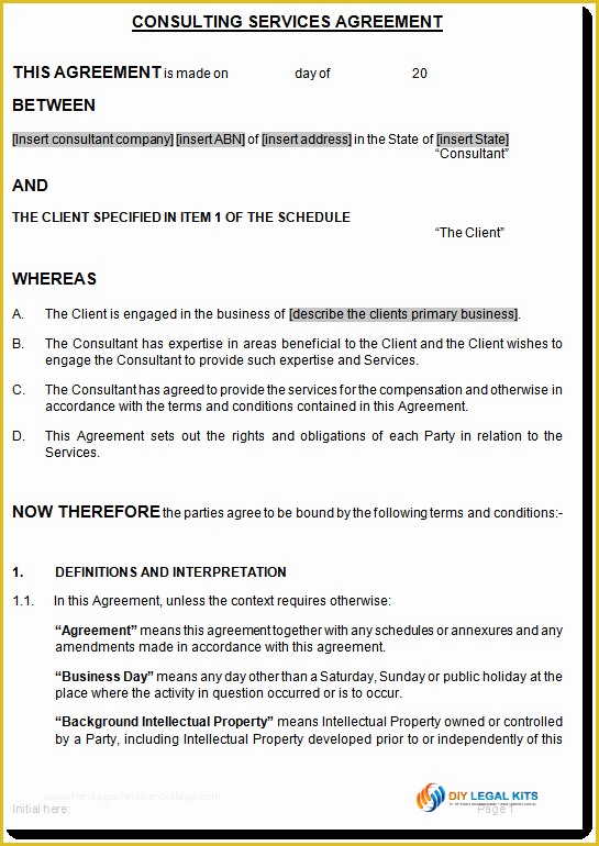 Consulting Contract Template Free Of Consulting or Consultants Services Agreement Agreement