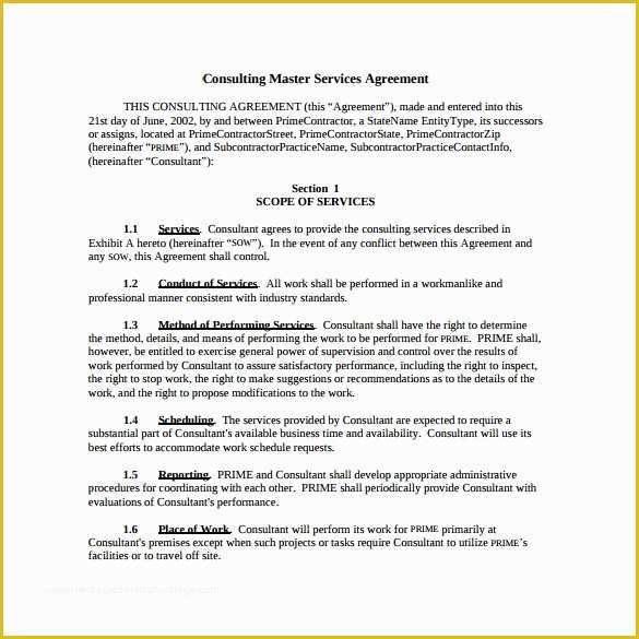 Consulting Contract Template Free Of Master Service Agreement 10 Download Free Documents In