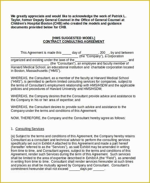 Consulting Contract Template Free Of Sample Consulting Agreement form 9 Free Documents In