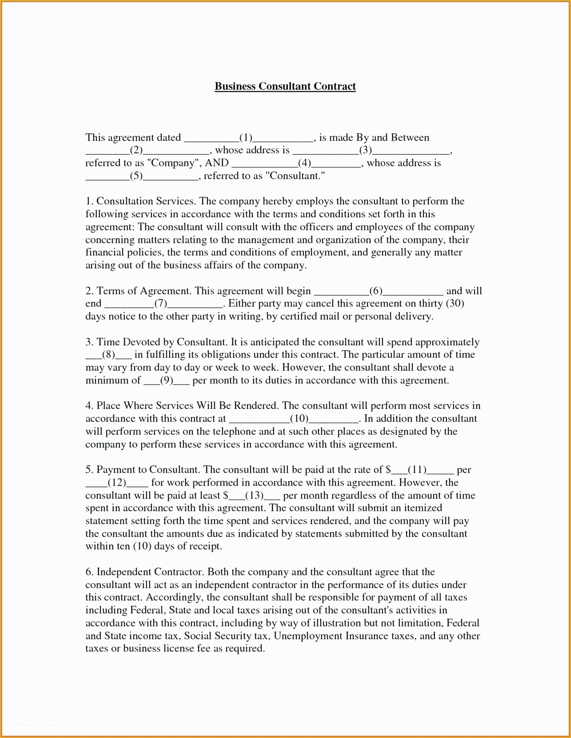 Consulting Contract Template Free Of Template Business Consultant Agreement Template