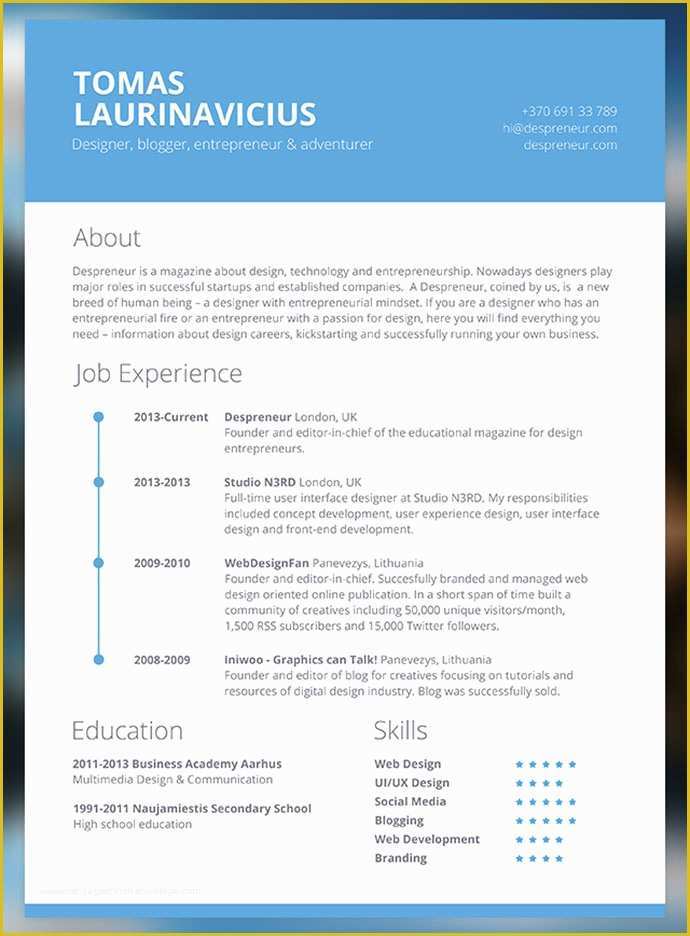 Contemporary Resume Templates Free Word Of 28 Free Cv Resume Templates HTML Psd & Indesign