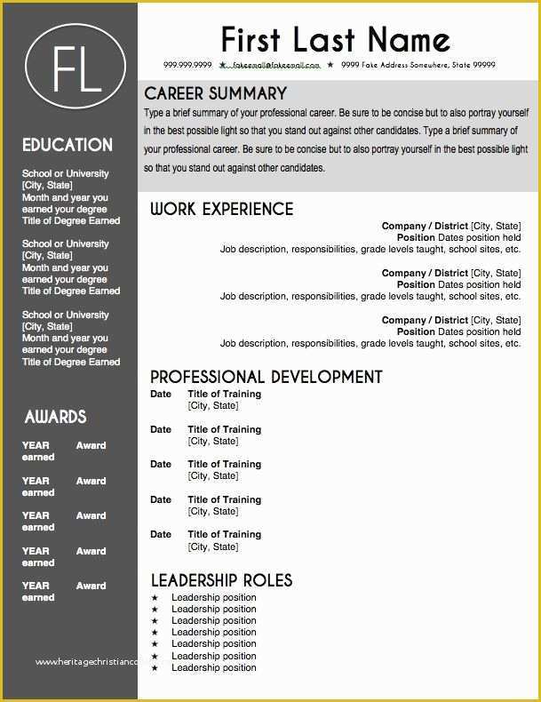 Contemporary Resume Templates Free Word Of Teacher Resume Template Sleek Gray and White