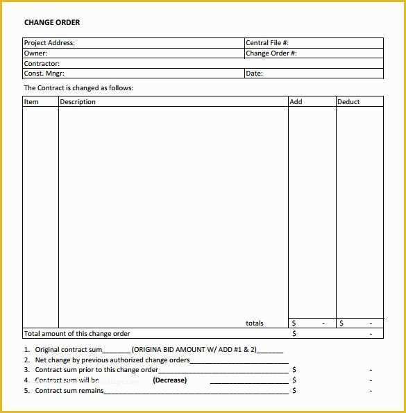 Contractor Change order Template Free Of 11 Change order Samples
