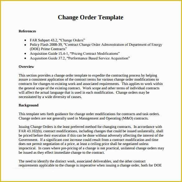 Contractor Change order Template Free Of 11 Change order Samples
