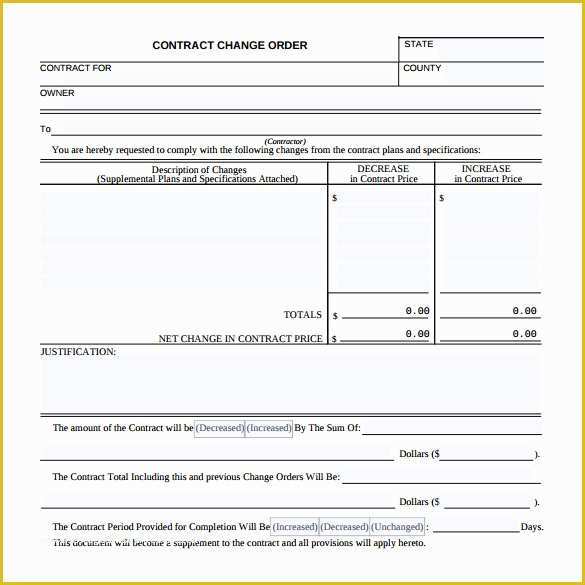 Contractor Change order Template Free Of 11 Change order Samples