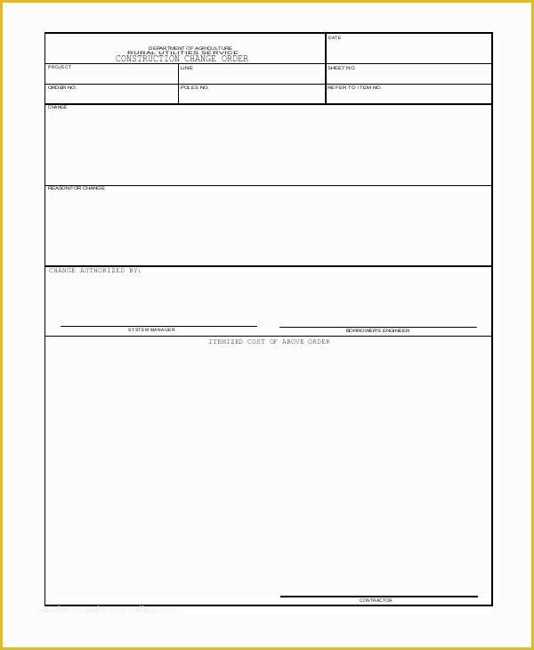 Contractor Change order Template Free Of 12 Sample Change order forms