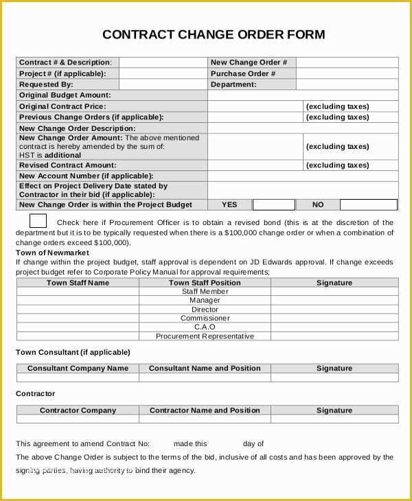 Contractor Change order Template Free Of 12 Sample Change order forms
