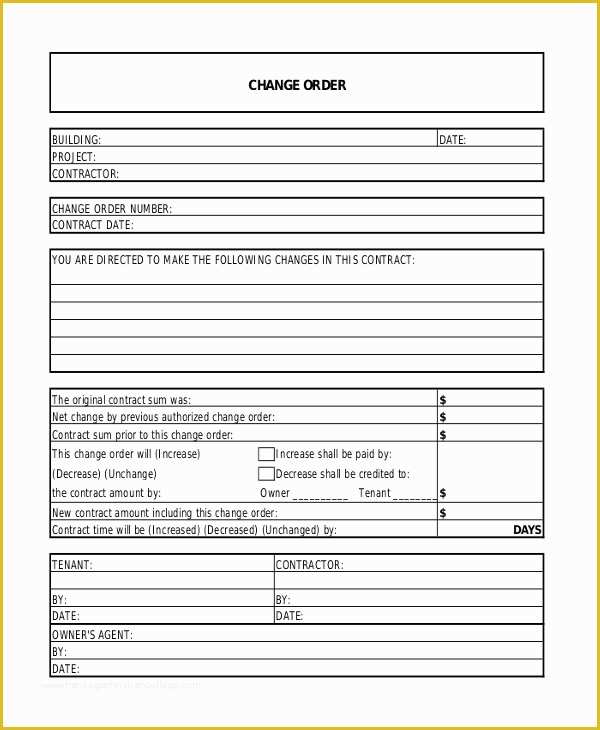 Contractor Change order Template Free Of 12 Sample Change order forms