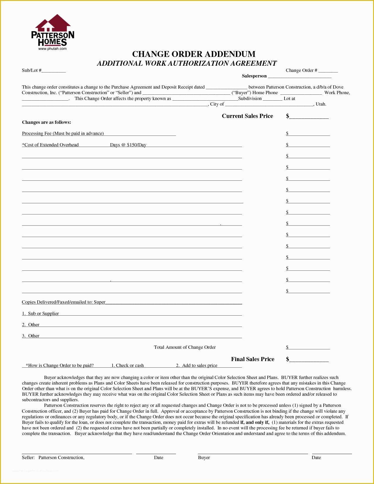 Contractor Change order Template Free Of 19 Construction Work order Steamtraaleren Borgenes