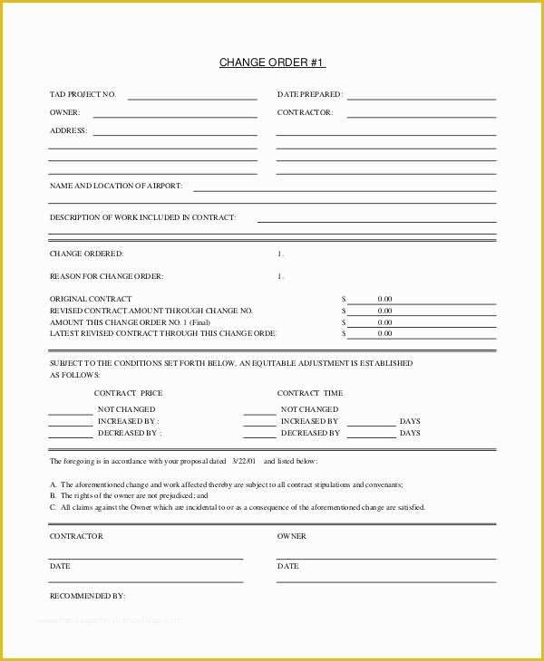 Contractor Change order Template Free Of 24 Change order Templates Pdf Doc