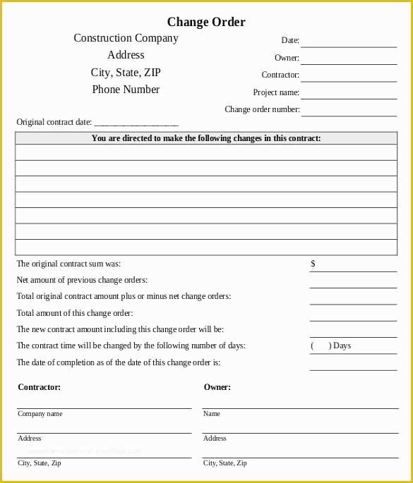 Contractor Change order Template Free Of 24 Change order Templates Pdf Doc