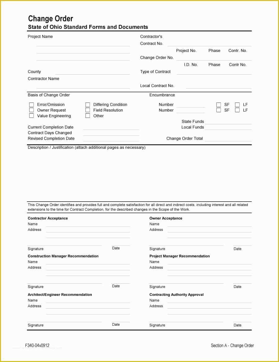 Contractor Change order Template Free Of 40 order form Templates [work order Change order More]