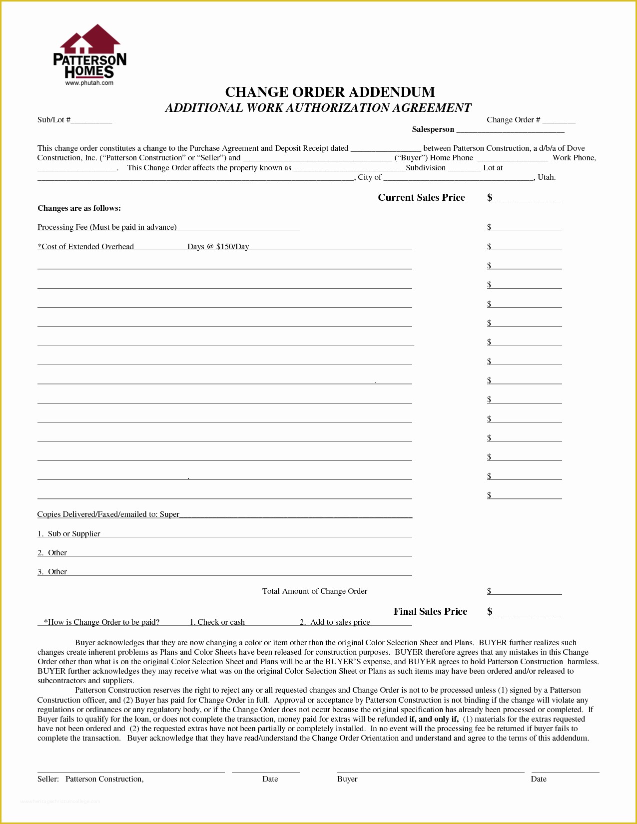 Contractor Change order Template Free Of Best S Of Contractor Work order form Template