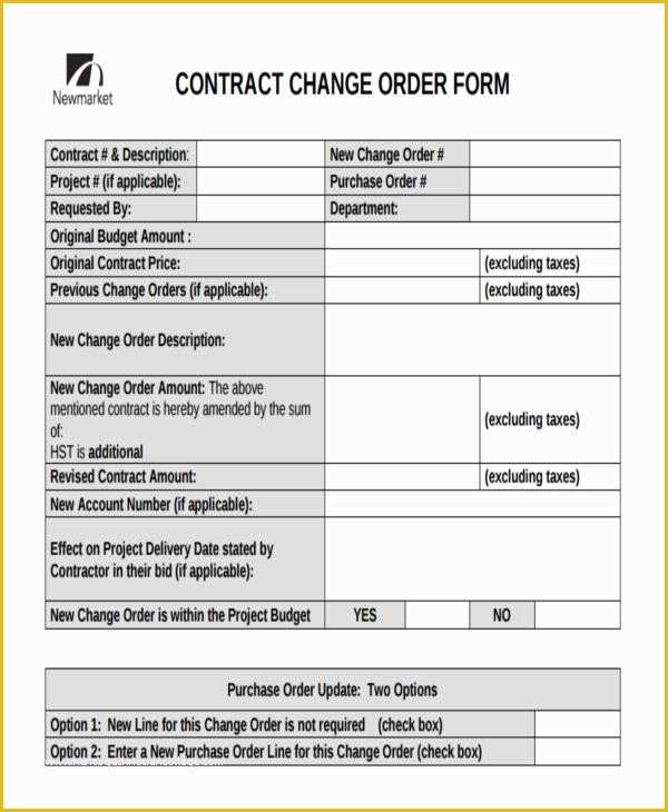 Contractor Change order Template Free Of Change order forms 9 Free Word Pdf format Download