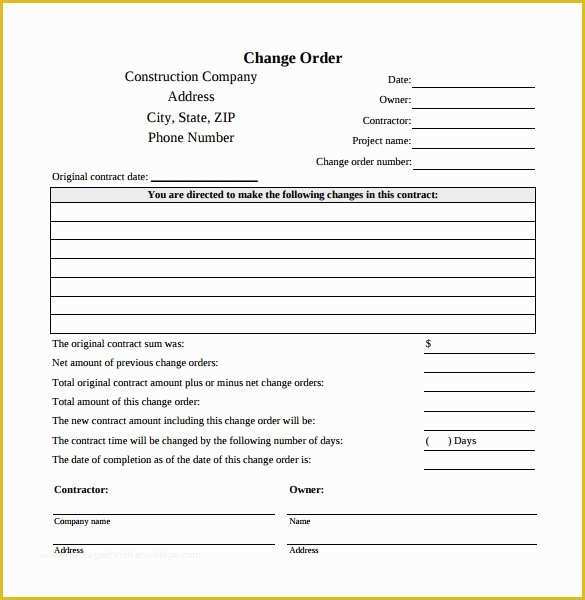 Contractor Change order Template Free Of Change order Template