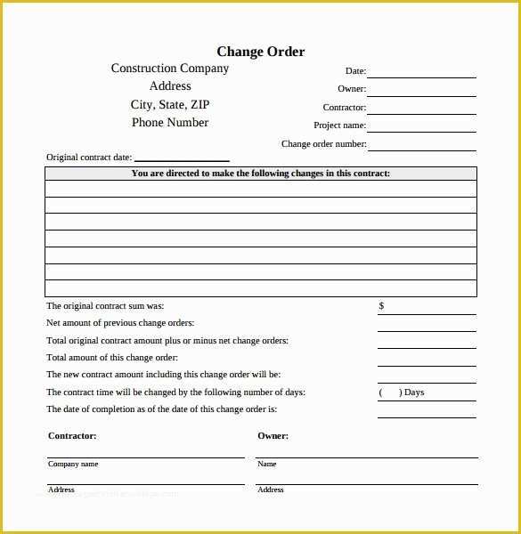 Contractor Change Order Template Free Of Change Order Template Contractor Change Order Template Free Of Change Order Template
