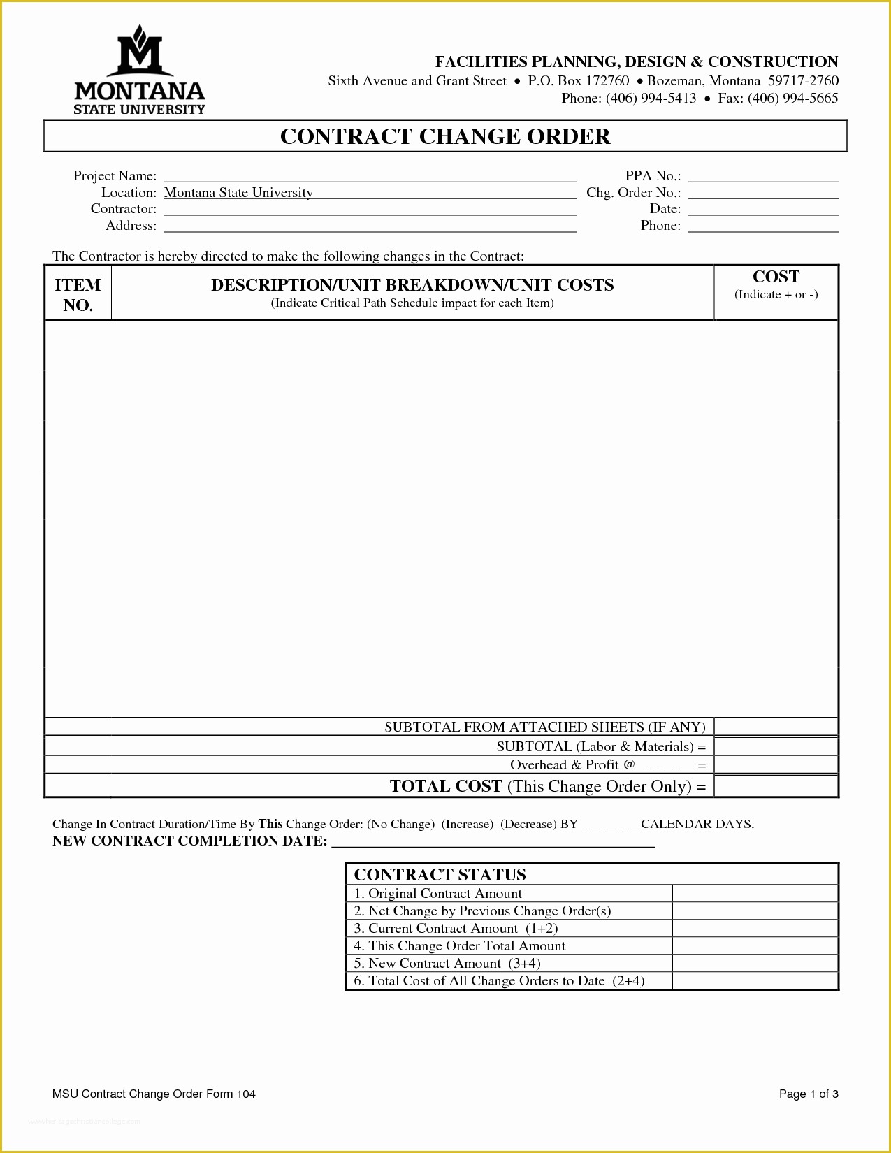 Contractor Change order Template Free Of Change order Template