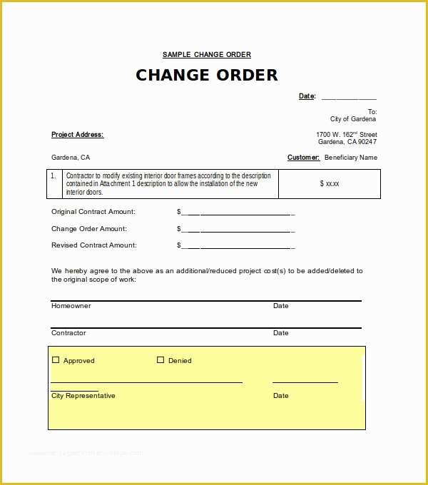 Contractor Change order Template Free Of Construction Change order Template Word Invitation Template