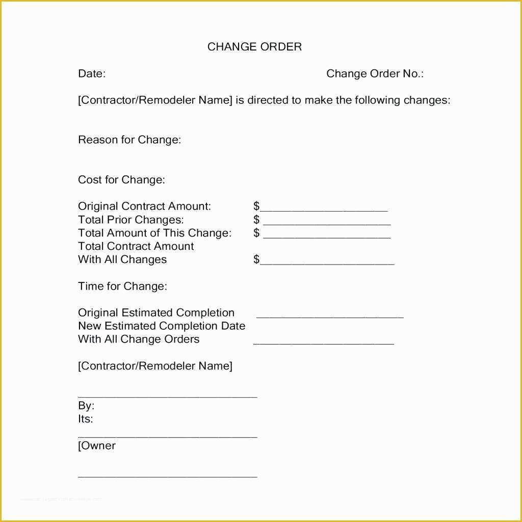 Contractor Change order Template Free Of Template Contractor forms Template
