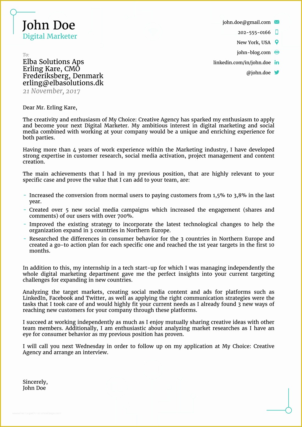 Cover Letter Design Template Free Of 2018 Professional Cover Letter Templates Download now