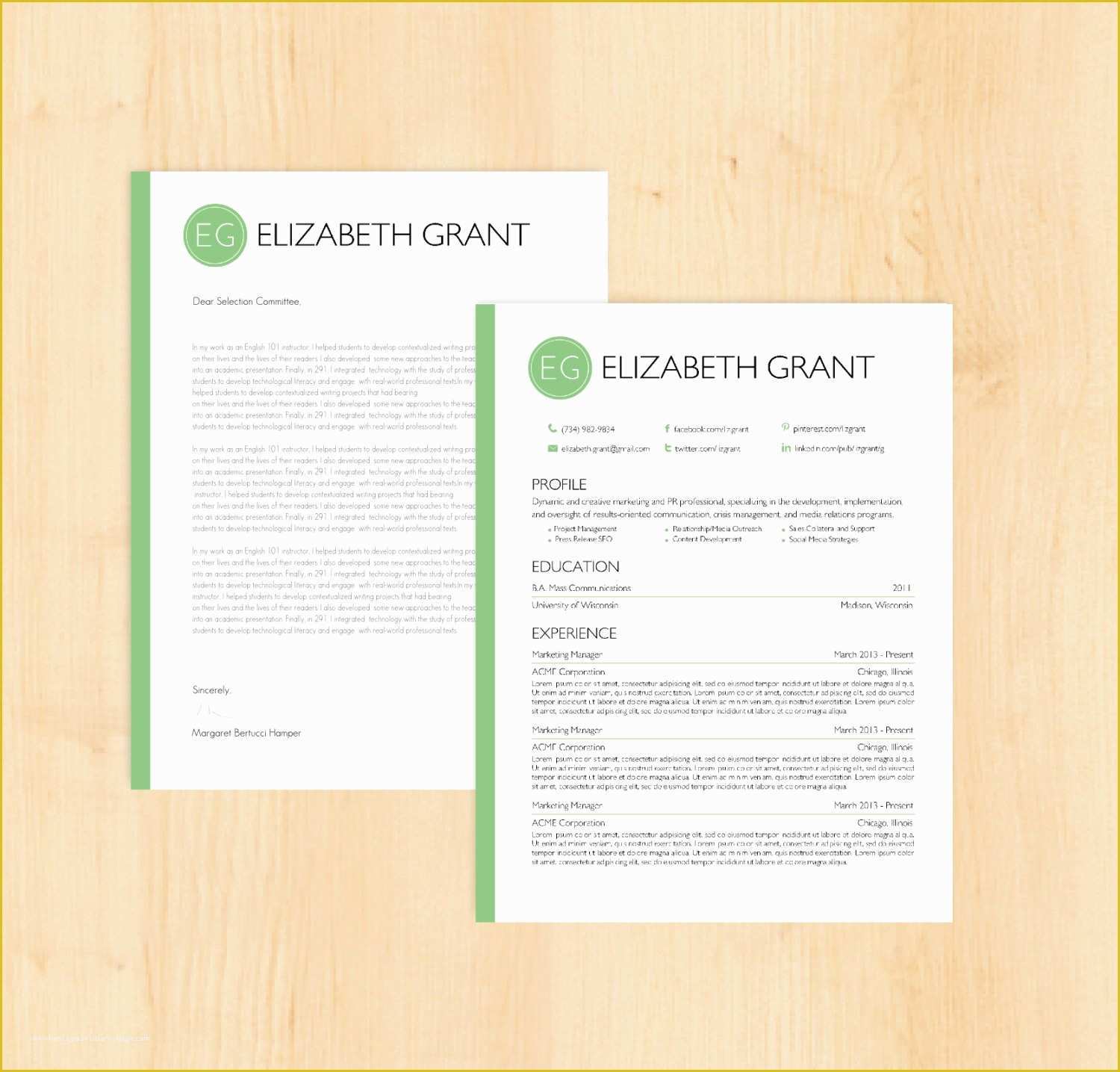 Cover Letter Design Template Free Of Resume Template Cover Letter Template the Elizabeth by