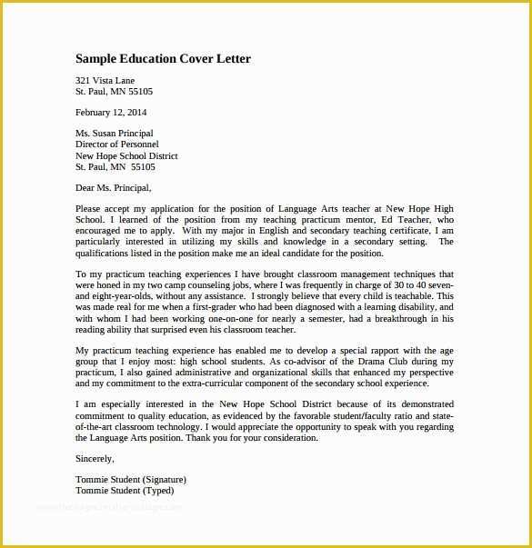 Cover Letter Template Free Download Of 8 Teacher Cover Letter Templates Free Sample Example