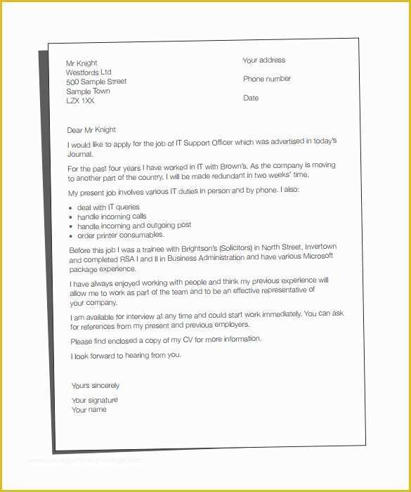 Cover Letter Template Free Download Of Free Cover Letter Template – 19 Free Word Pdf Documents