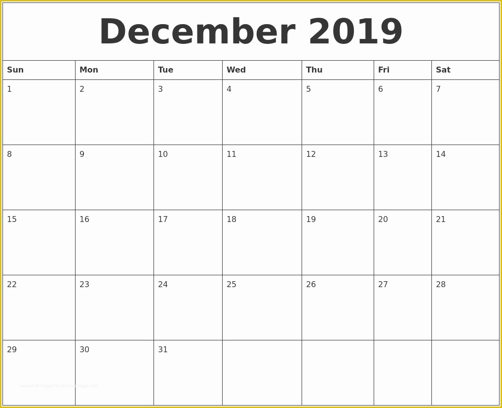 Create Free Calendar Templates Of December 2019 Create Calendar