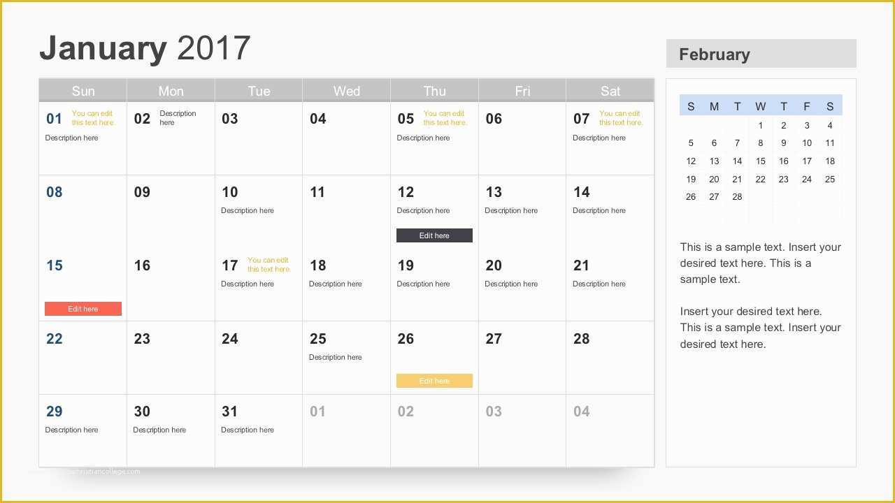 Create Free Calendar Templates Of Free Calendar 2017 Template for Powerpoint