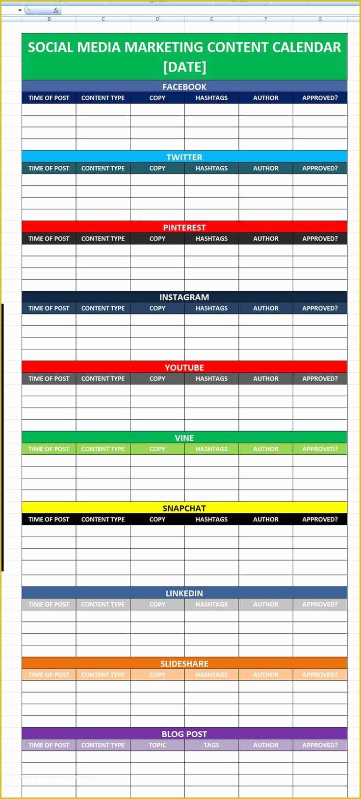 Create Free Calendar Templates Of social Media Calendar Excel Template