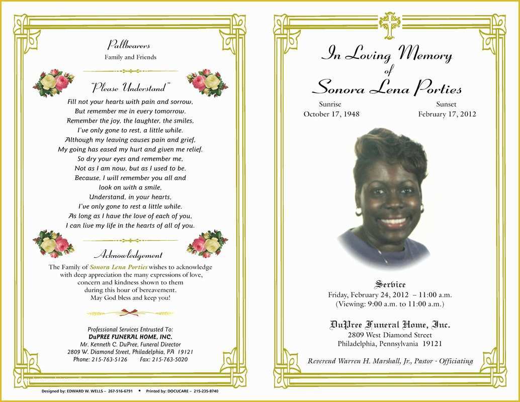 Create Free Obituary Templates Of 10 Best Of Funeral Program Booklet Free Funeral