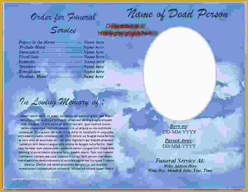 Create Free Obituary Templates Of 4 Funeral Program Template Word