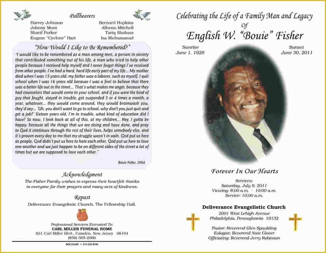 Create Free Obituary Templates Of 6 Funeral Program Layout