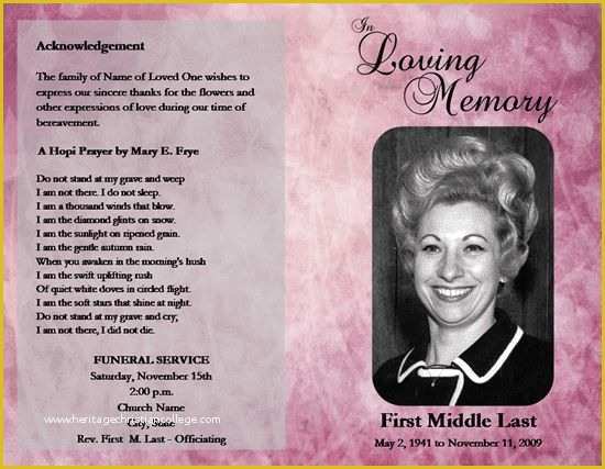 Create Free Obituary Templates Of Loved E Passed