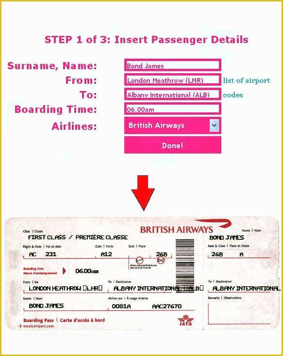 Create Your Own Tickets Template Free Of Make Your Own Fake Boarding Pass Plane Ticket F – Nnarg
