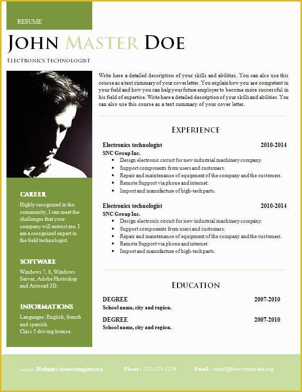 Creative Resume Templates Free Download Word Of Creative Design Resume Doc format 820 – 825 – Free Cv