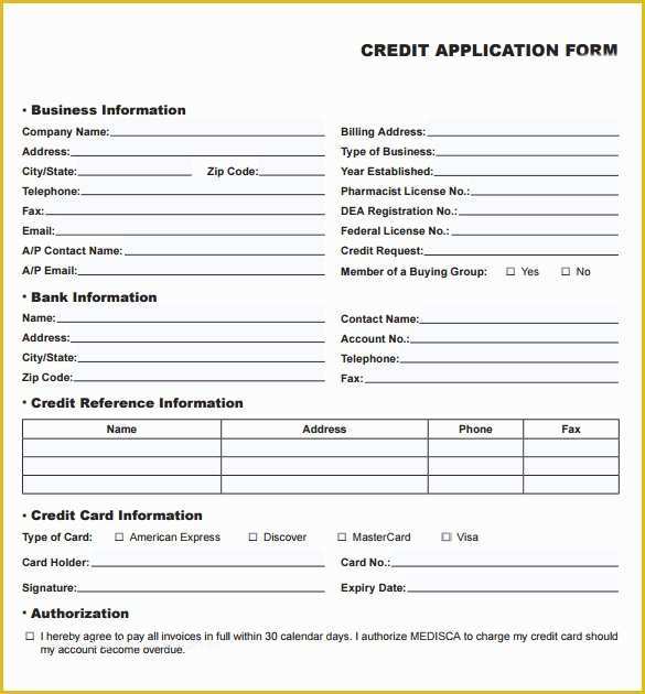 Credit Application form Template Free Of 10 Credit Application forms to Download