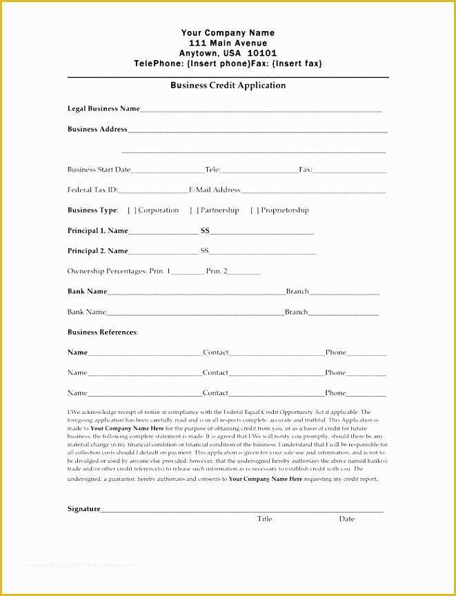 Credit Application form Template Free Of 10 Credit Application Template Excel Sampletemplatess