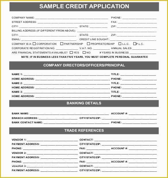 Credit Application form Template Free Of 15 Credit Application Templates Free Sample Example