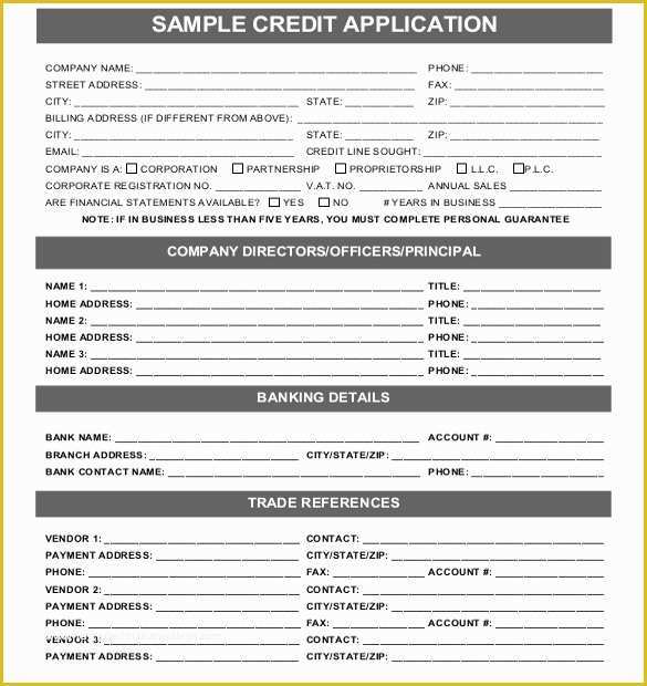 Credit Application form Template Free Of 15 Credit Application Templates Free Sample Example