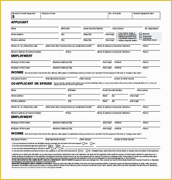 Credit Application form Template Free Of 15 Credit Application Templates Free Sample Example