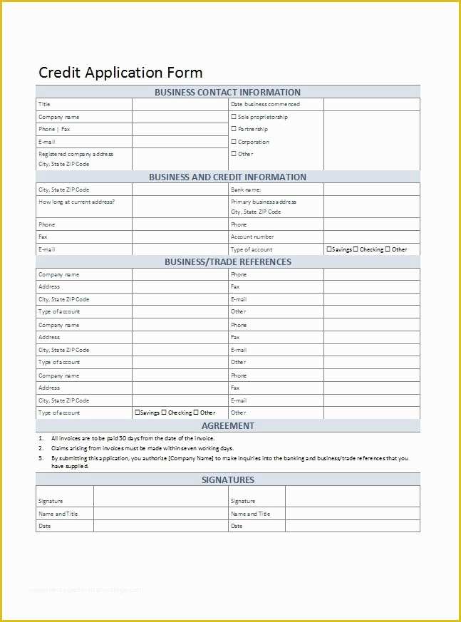 Credit Application form Template Free Of 40 Free Credit Application form Templates & Samples